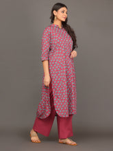 Flamingo Colour Mandarin Collar Kurta Set